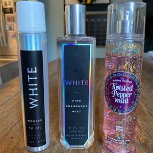 Bath and Body Works lot. White. Twisted Peppermint. Fine fragrance mist.